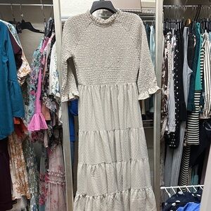 Dainty Jewells Cream Smocked Tiered Maxi Dress